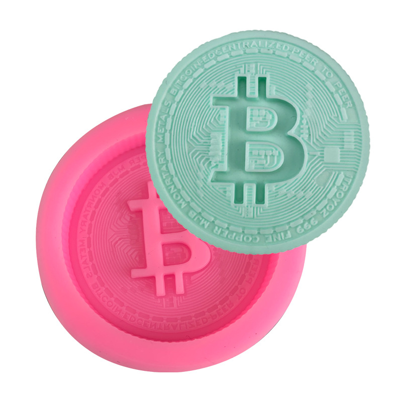 Candle Making Supplies - 1/3個入り通貨ロゴソープシリコンケーキベーキングデコレーションツールビットコインチョコレート型簡単リリースキャンドルドリップ型
