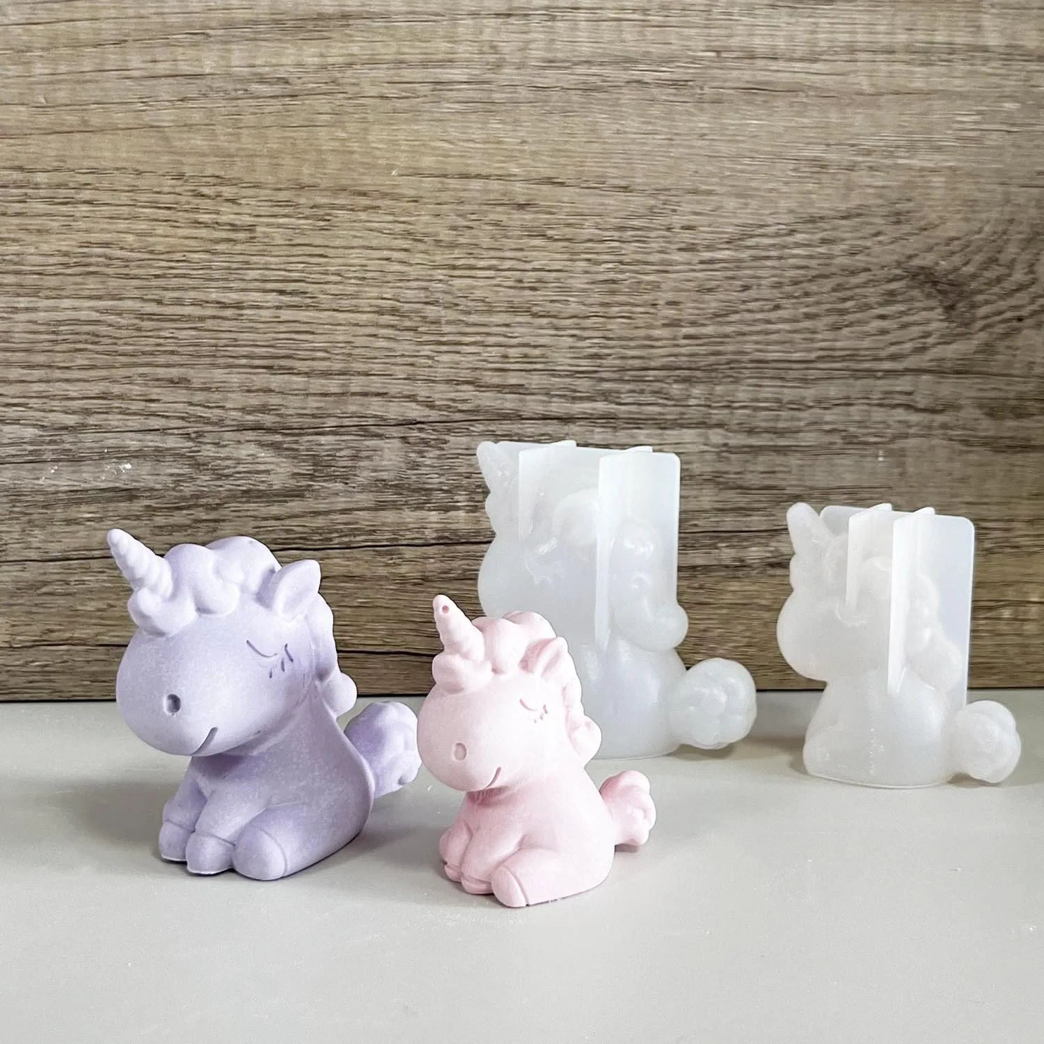 Candle Making Supplies - 3D 幾何学的なシリコーンユニコーン猫鹿クマ型ソープキャンドルメイク粘土石膏樹脂クラフトモールドケーキ装飾ベーキングツール