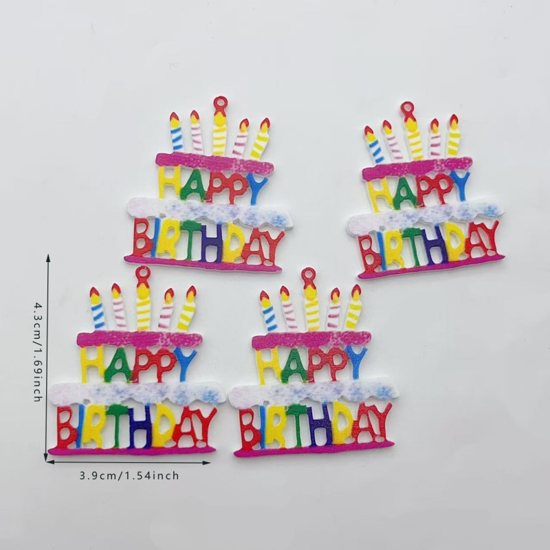Candle Making Date - 10個入り カラフルなハッピーバースデーケーキ アクリルチャーム キャンドルデザイン フラットペンダント DIY