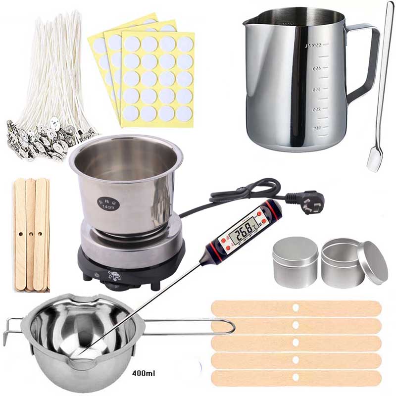 Candle Making Kit For Beginners - キャンドル作成用品キット DIY キャンドルワックス溶解ツール手作りアロマセラピージャー型芯ステッカー DIY キャンドル作成ツール