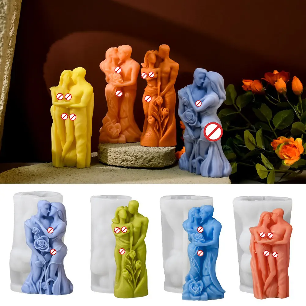 Candle Making Date - バレンタインデー用シリコンモールド,石鹸,花作りツール,ロマンチックなデートの装飾,恋人のキャンドル,キス,カップル,バレンタインデー用