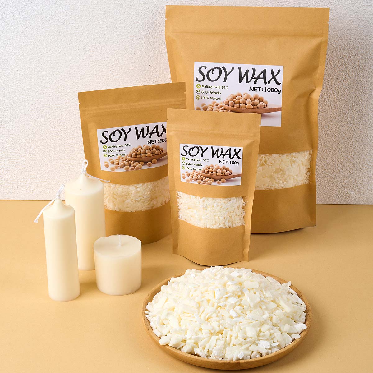 Candle Making Products - 1 ポンドピュアホワイト大豆ワックス DIY 手作りキャンドル工芸品 100% 無添加香りキャンドル原料作成用品キット