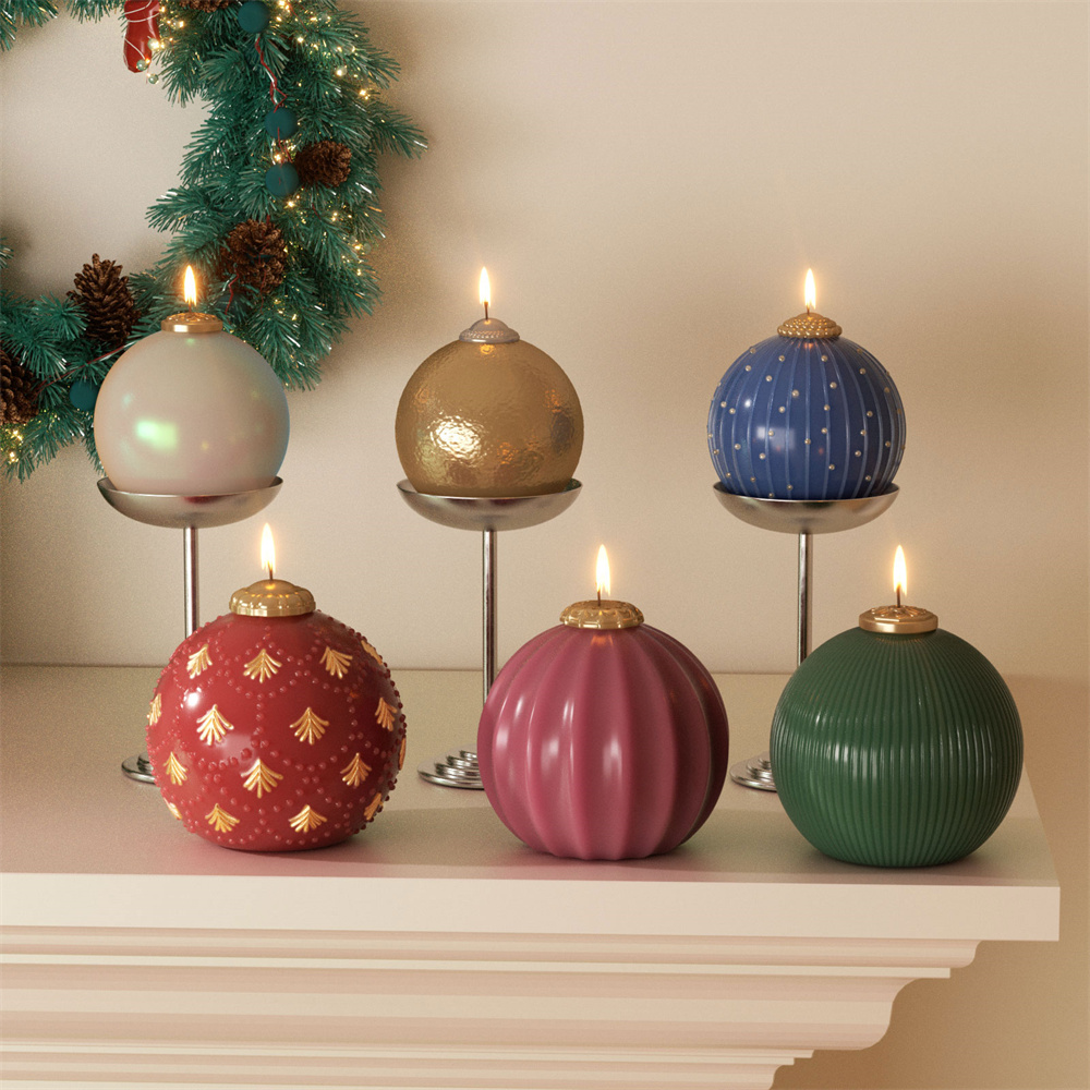 Candle Making Products - ニコールクリスマスボールキャンドルシリコーン型 DIY 香り付きキャンドル作成型クリスマスギフトツール家の装飾