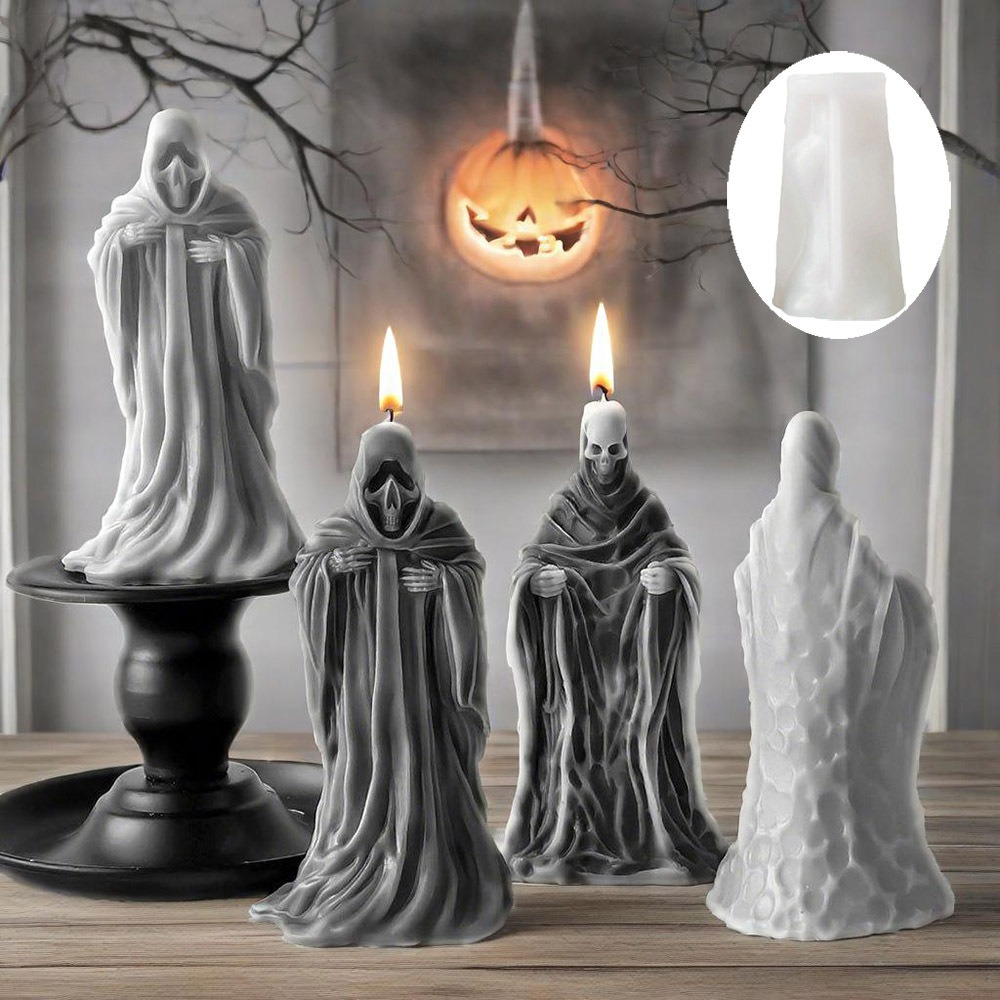 Candle Making Video - 3Dスケルトン香り付きキャンドルシリコンモールド、レリーフローブ、スカル、石膏樹脂クラフト作成ツール、DIYクラフト、不気味なハロウィンゴシックデコレーション
