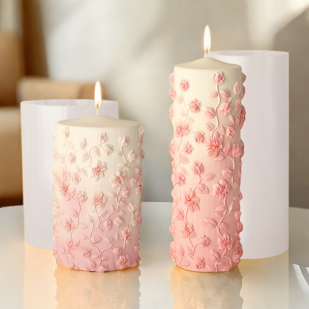 Candle Making Vinings - 花つるレリーフテーパーキャンドルモールド DIY シリンダー石膏シリコーン型石鹸作成ツール結婚式の装飾キャンドルライトディナーギフト