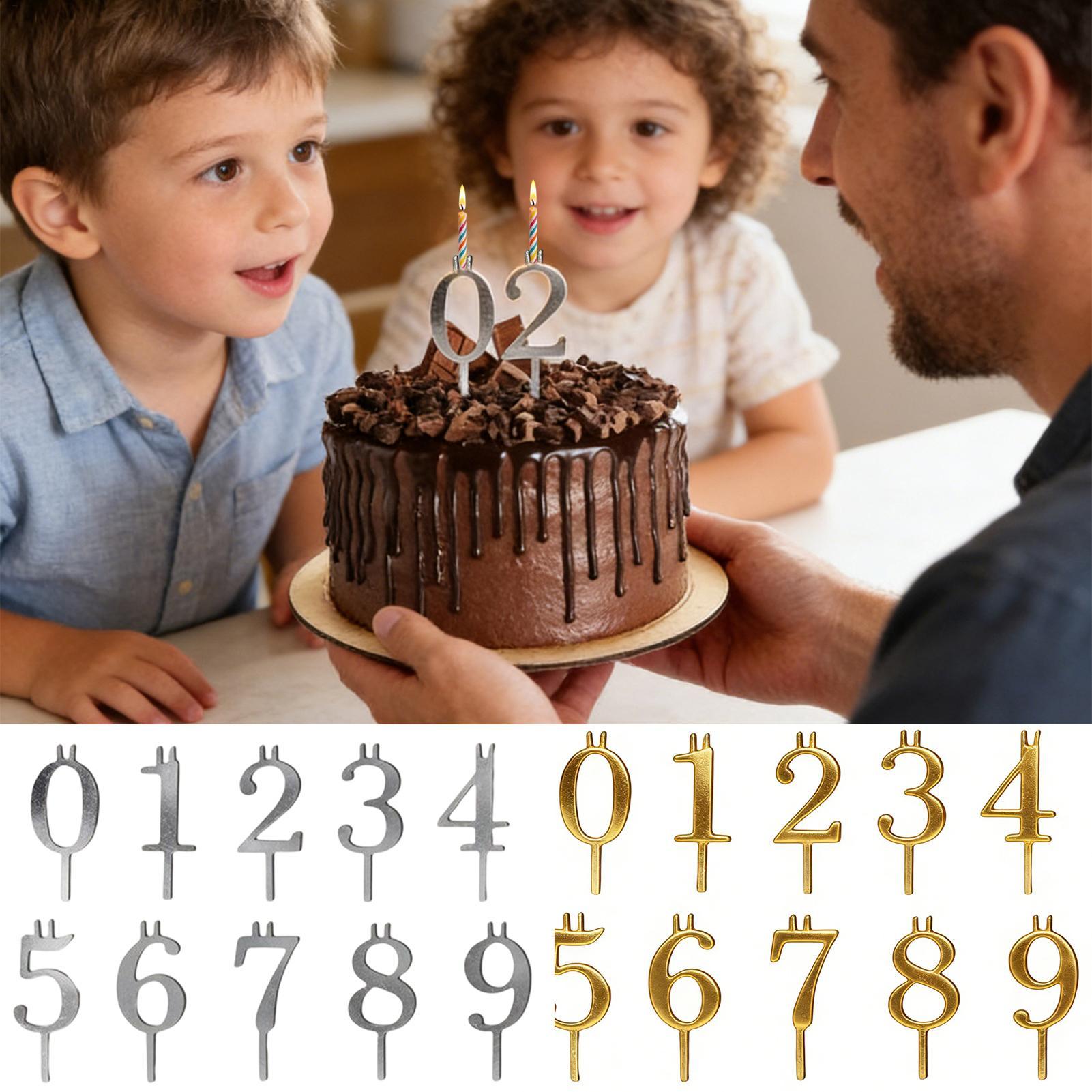Candle Making Supplies - 10個入り 0-9 数字ケーキトッパー メタルナンバーキャンドルホルダーセット 安定して再利用可能な誕生日ケーキトッパーデコレーションキャンドルホルダー