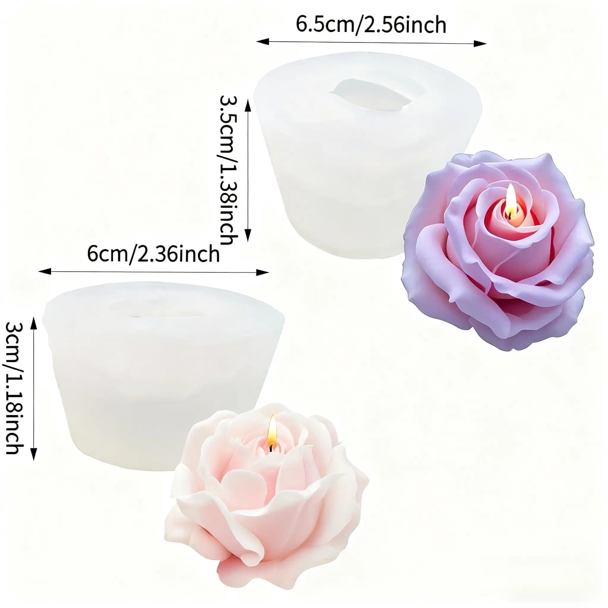 2個のロマンチックな3Dローズシリコンキャンドル型 - 再利 - Candle Making Video のレビューと価格