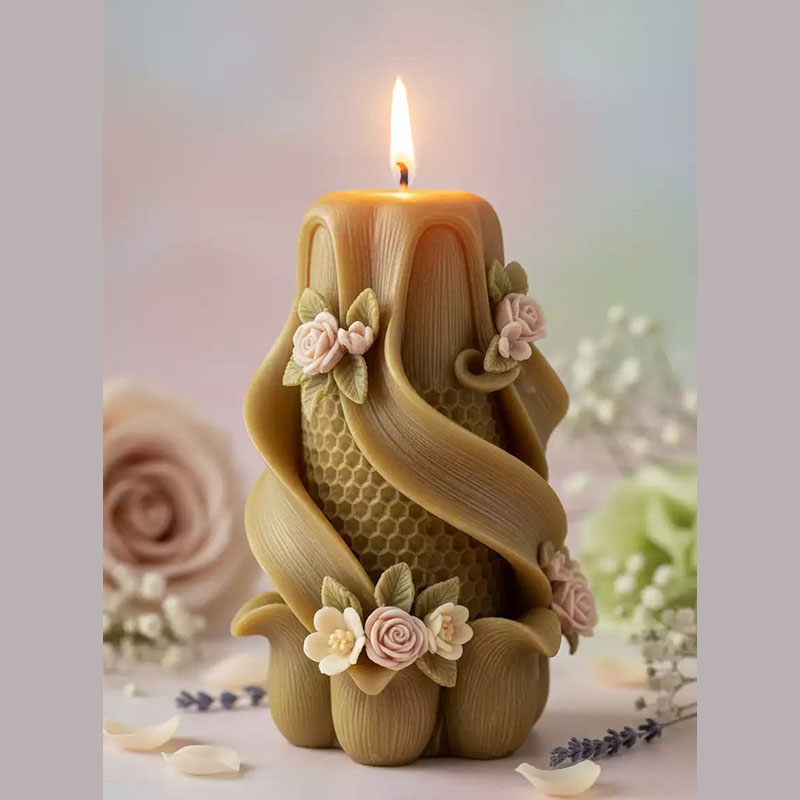 森の風合いを模した花のハニカムテクスチャスパイラル不規則形状 - Candle Making Vinings のレビューと価格
