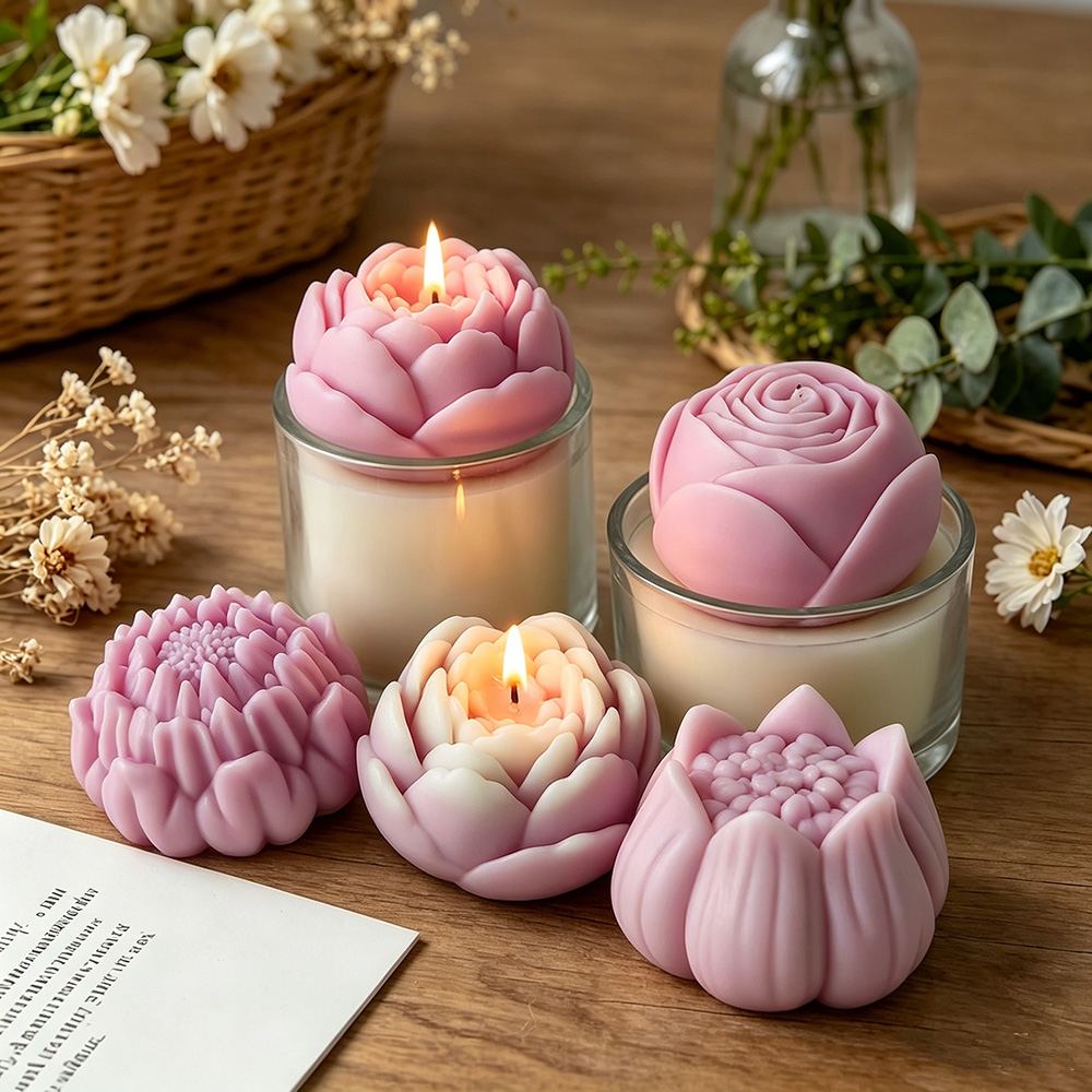 3Dフラワーシリコンモールド牡丹バラ蓮キャンドル作成用品アロ - Candle Making Video のレビューと価格