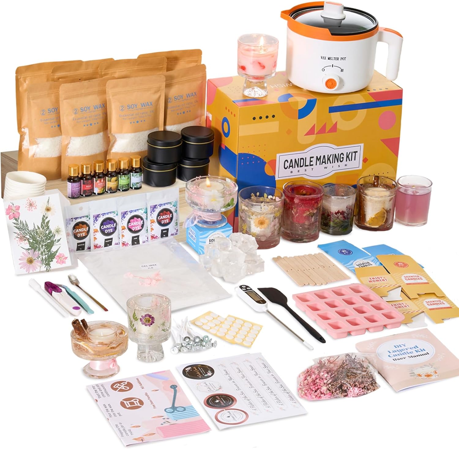 2-in-1大豆＆ゼリーワックスDIYキャンドル作成キット（ - Candle Making Kit For Beginners のレビューと価格