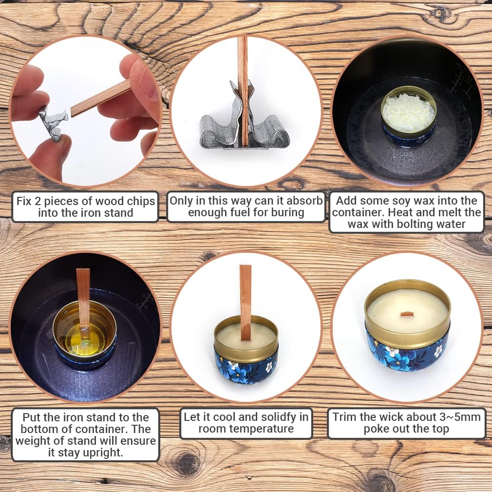 1-5袋入り木製キャンドル芯、金属製サステナー付き、カチカチ - Wood Wick Crackle のレビューと価格