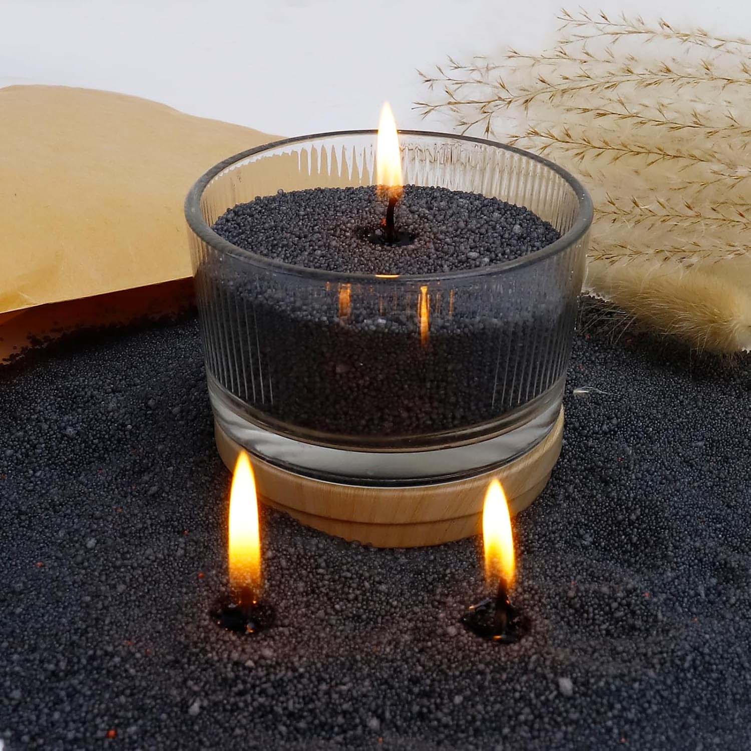 黒色のキャンドルサンド（芯付き）、200g、10個の芯付きパ - Candle Making Video のレビューと価格