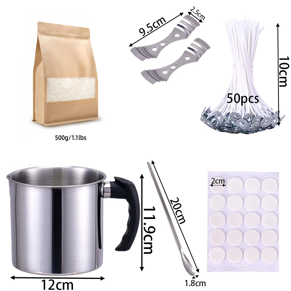 DIYアロマキャンドル作成ツールキット、ソイワックス、芯、ス - Candle Making Kit For Beginners のレビューと価格