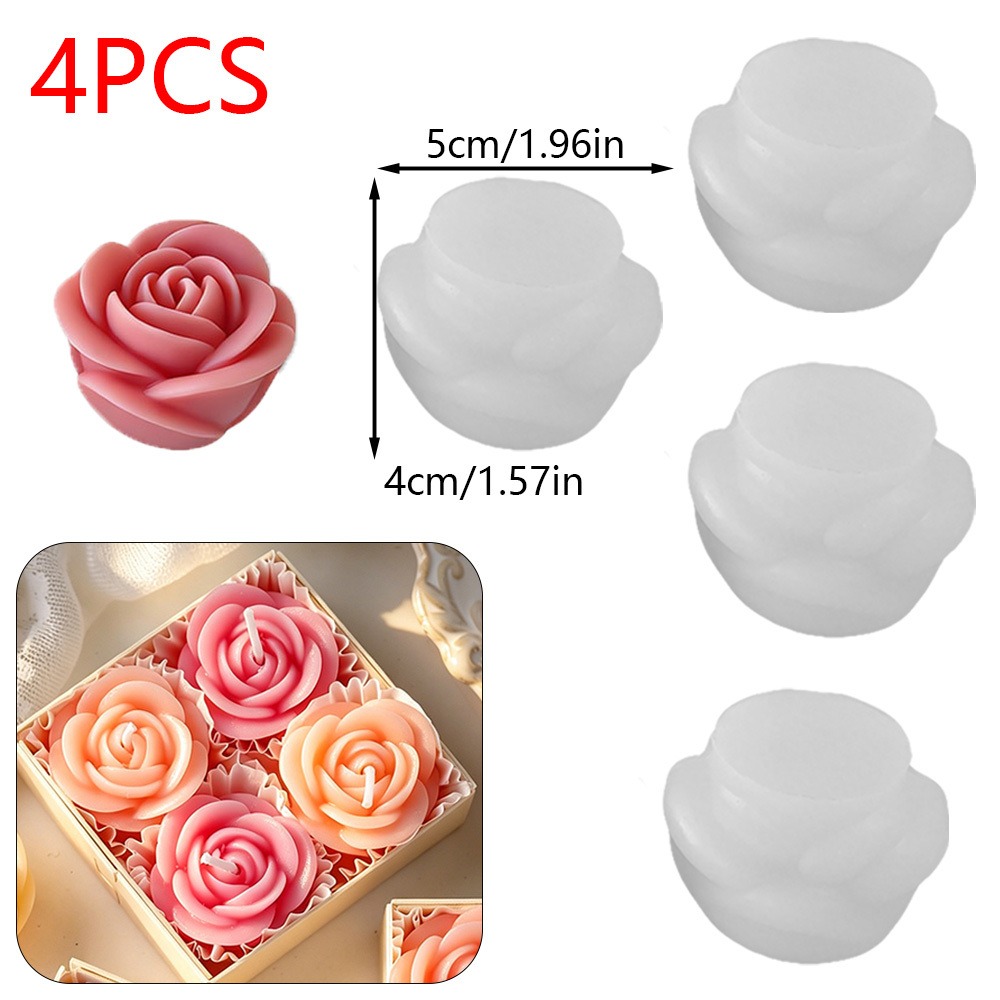 4個セット ローズキャンドルシリコンモールド 3D花びらフラ - Candle Making Date のレビューと価格