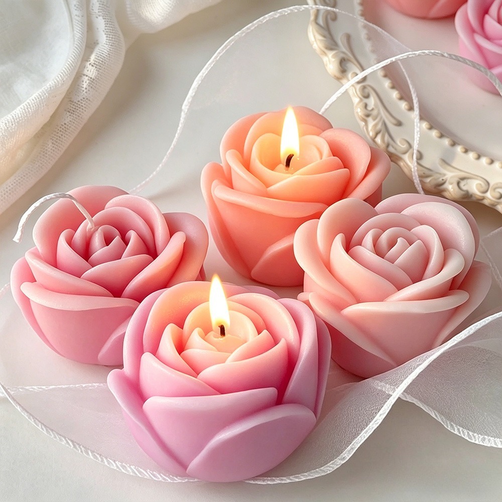 4個セット ローズキャンドルシリコンモールド 3D花びらフラ - Candle Making Date のレビューと価格