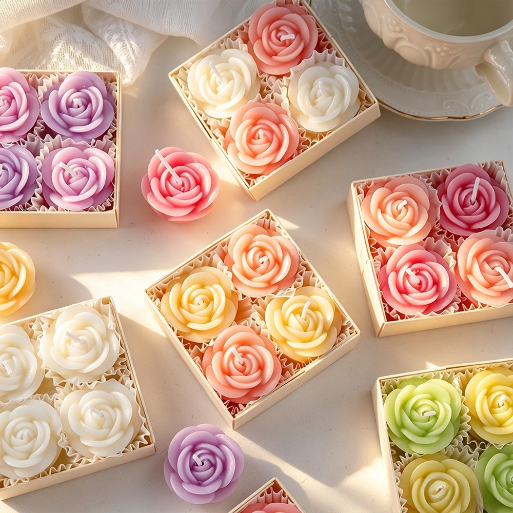 4個セット ローズキャンドルシリコンモールド 3D花びらフラ - Candle Making Date のレビューと価格