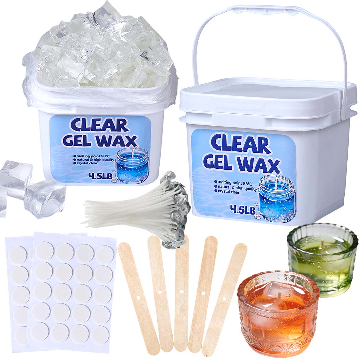 4.5LB バルククリアジェリーワックスキット DIY 香り - Candle Making Gel Wax のレビューと価格